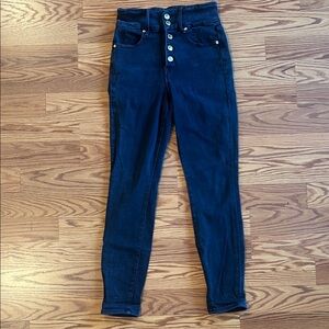 Good American High-Waist Button-Fly Women's Jeans in Faded Black